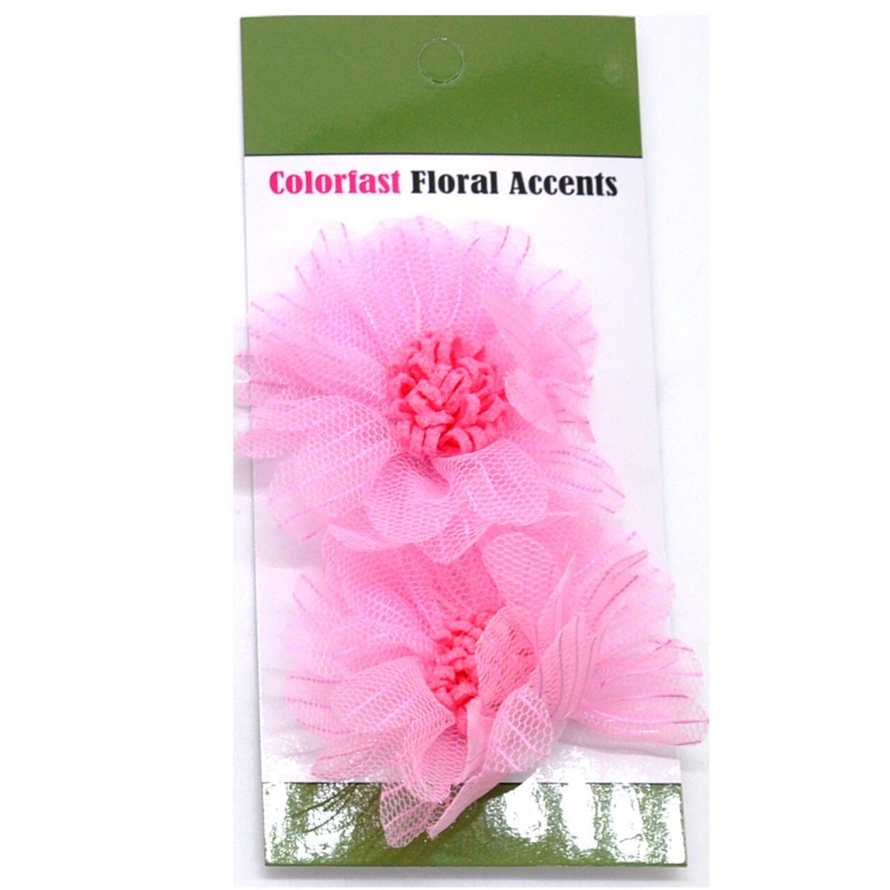 Belagio Colorfast Floral Accents, 3" Diameter, Fine Netting Flowers, 2 Piece Pack, Pink